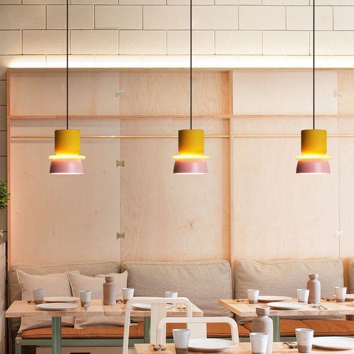 Nordic Hanging Lamp with LED Light – Colorful Metal Shade for Kitchen Pendant Lighting 7