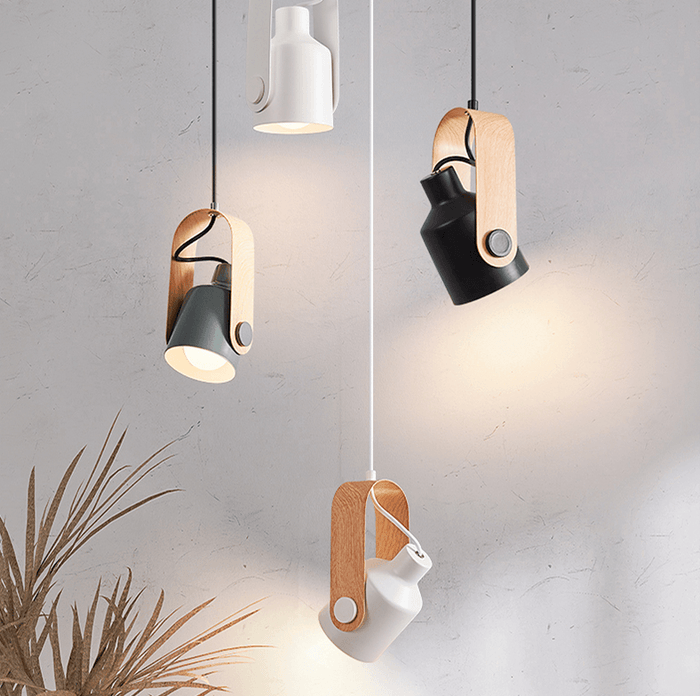 Skandynawski Wiszący Reflektor z Drewna i Metalu – Elegancki Design, Minimalistyczny Styl do Nowoczesnych Wnętrz 0