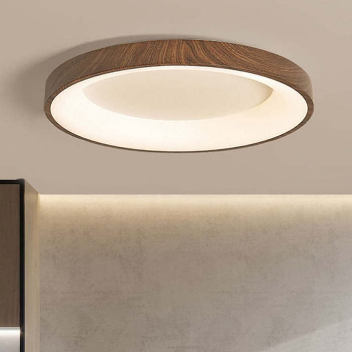 Drewniana lampa sufitowa LED w stylu skandynawskim – Okrągła, energooszczędna lampa do salonu i sypialni 2