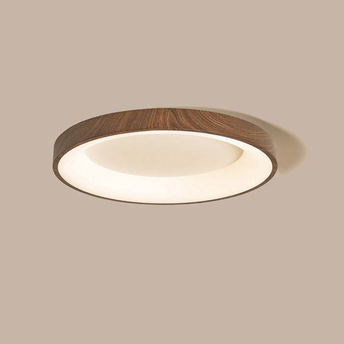 Drewniana lampa sufitowa LED w stylu skandynawskim – Okrągła, energooszczędna lampa do salonu i sypialni 7