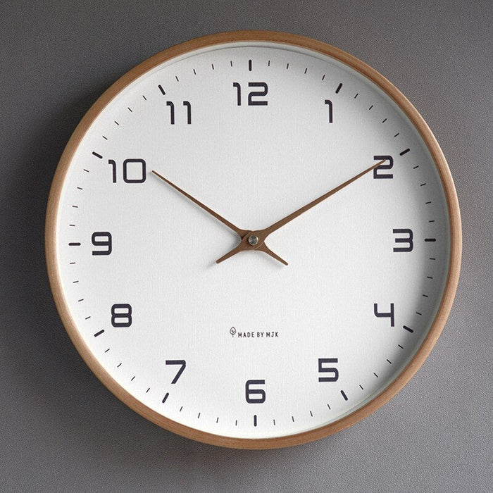 Skandynawski zegar ścienny z mechanizmem kwarcowym – wykończenie z naturalnego drewna, 30 cm, minimalistyczny design 0
