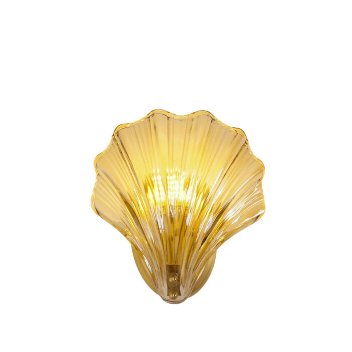 Kinkiet Ścienny Shell w Kształcie Muszli – Elegancka Lampa do Sypialni i Salonu, Mosiądz i Szkło, Miękkie Światło 6