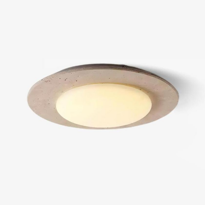 Lampa sufitowa Sky Dome z żółtego trawertynu i litego drewna – elegancka lampa w kształcie kopuły 7