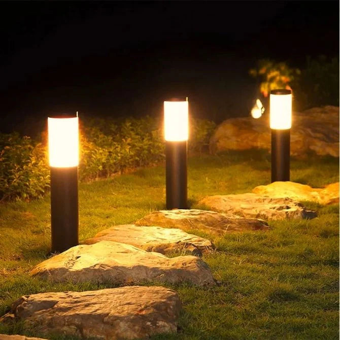 Lampy ogrodowe solarne z ciepłymi diodami LED – czarne oświetlenie ścieżek zewnętrznych, zestaw 2 szt. 0