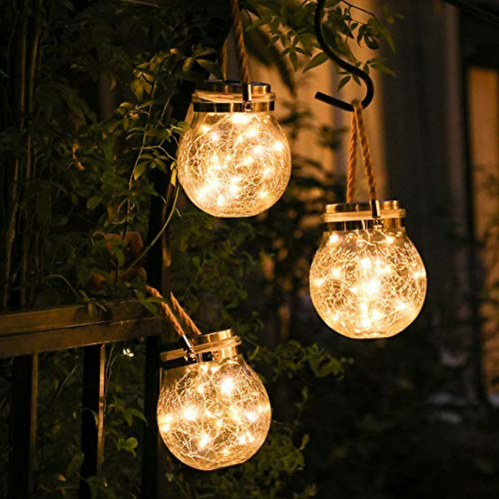 Lampa Ogrodowa Solarne ze Szkła – 4 Sztuki z Efektem Lodowych Szczelin, Nowoczesne Lampy do Ogrodu 2