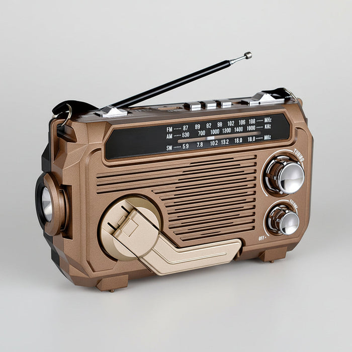 Radio awaryjne zasilane energią słoneczną z korbką i Bluetooth – kompaktowe urządzenie wielofunkcyjne z latarką 0