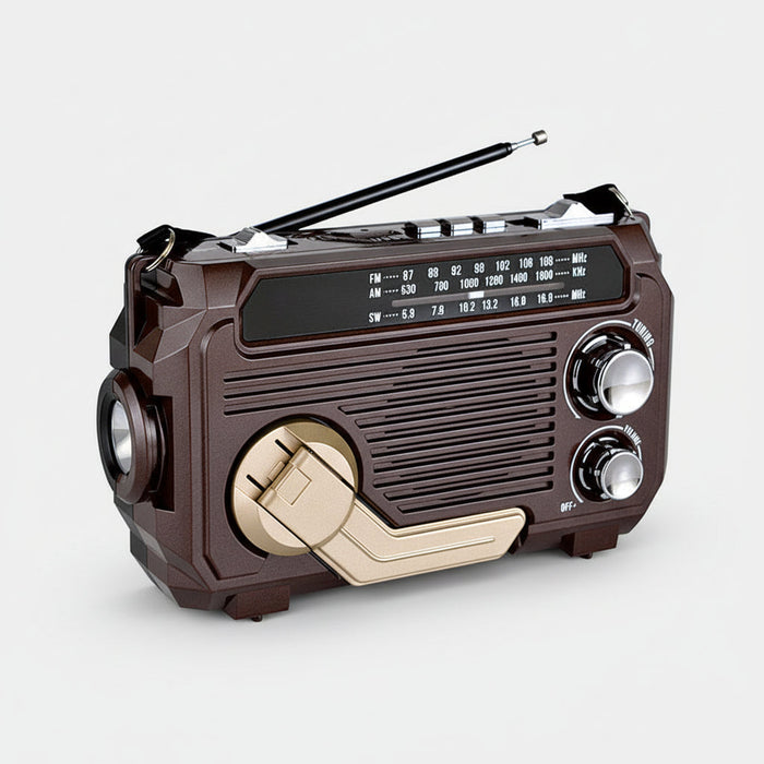 Radio awaryjne zasilane energią słoneczną z korbką i Bluetooth – kompaktowe urządzenie wielofunkcyjne z latarką 1