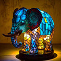 Stained Glass Table Lamp with Warm LED Light – Minimalist Animal Design for Bedroom and Living Room 0