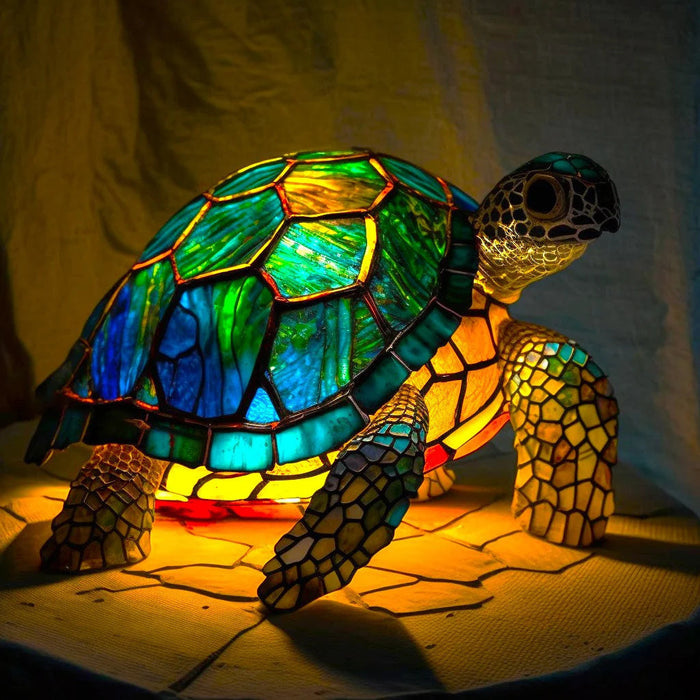 Stained Glass Table Lamp with Warm LED Light – Minimalist Animal Design for Bedroom and Living Room 1