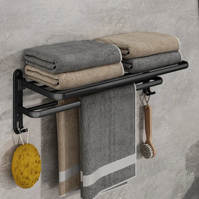 Stylowy Wieszak na Ręczniki z Aluminium, Czarny, Naścienny Stojak, Przestronny i Wytrzymały – Idealny do Łazienki 1