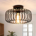 Stylowa Lampa Sufitowa w Kształcie Klatki – Elegancka Lampa do Sypialni i Salonu, Żelazo, E26, Ciepłe Światło 0