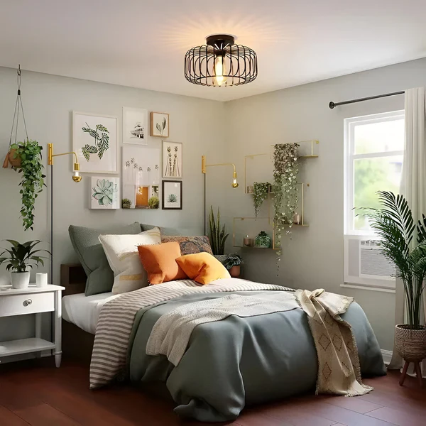 Stylowa Lampa Sufitowa w Kształcie Klatki – Elegancka Lampa do Sypialni i Salonu, Żelazo, E26, Ciepłe Światło 1