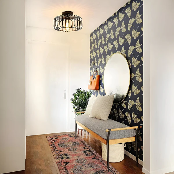 Stylowa Lampa Sufitowa w Kształcie Klatki – Elegancka Lampa do Sypialni i Salonu, Żelazo, E26, Ciepłe Światło 3