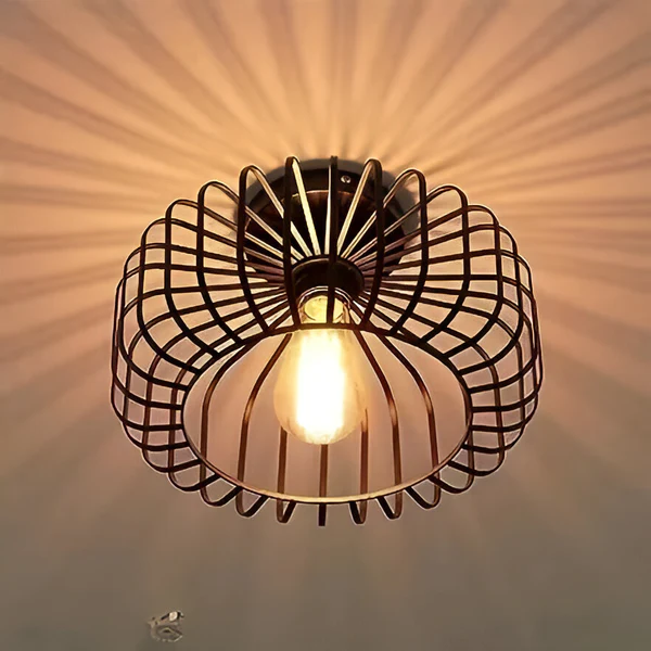 Stylowa Lampa Sufitowa w Kształcie Klatki – Elegancka Lampa do Sypialni i Salonu, Żelazo, E26, Ciepłe Światło 6