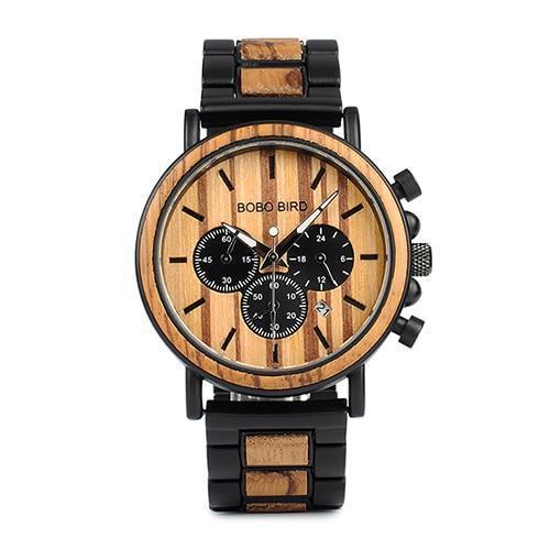 Stylowy Zegarek Męski Kwarcowy z Drewna – Ekologiczny, Wodoodporny, Świecące Wskazówki, 44 mm Tarcza 0