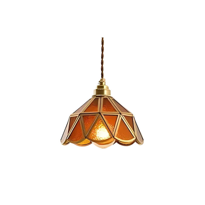 Stylowa Lampa Wisząca Retro z Mosiądzu i Szkła – Idealna do Kuchni i Jadalni 1