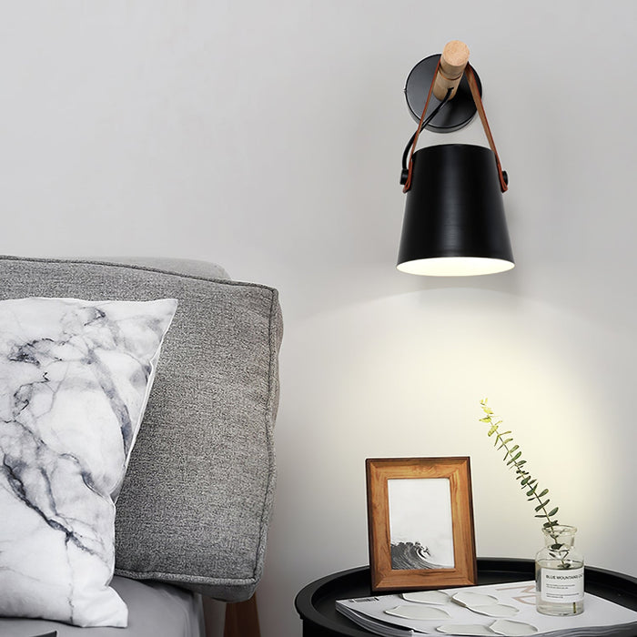 Stylowy Kinkiet Ścienny LED w Skandynawskim Stylu z Drewnem i Skórą – Idealny do Sypialni i Salonu 7