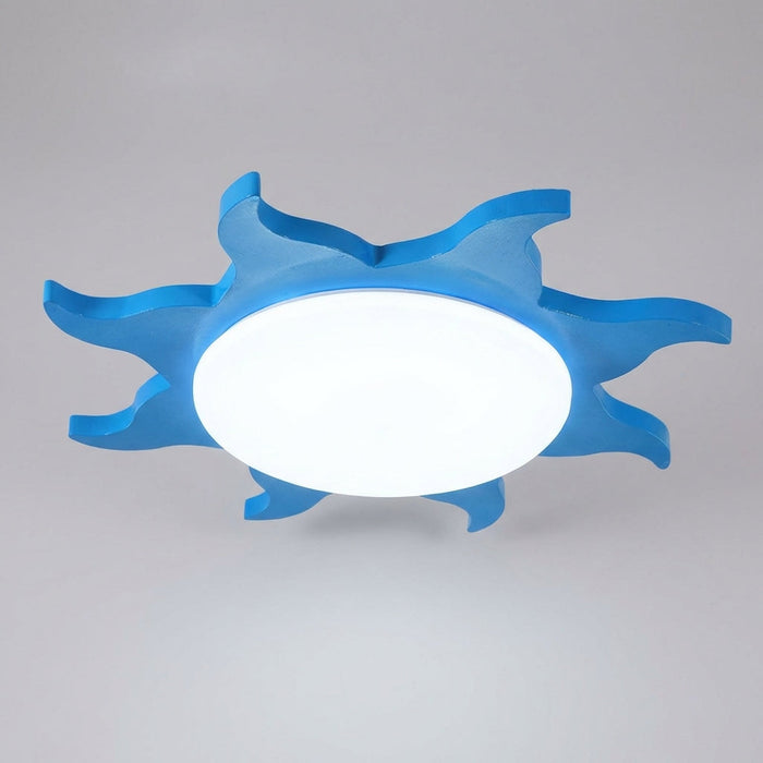 Lampa sufitowa LED z regulowanymi trybami światła, wykonana z drewna i akrylu, w kształcie 2