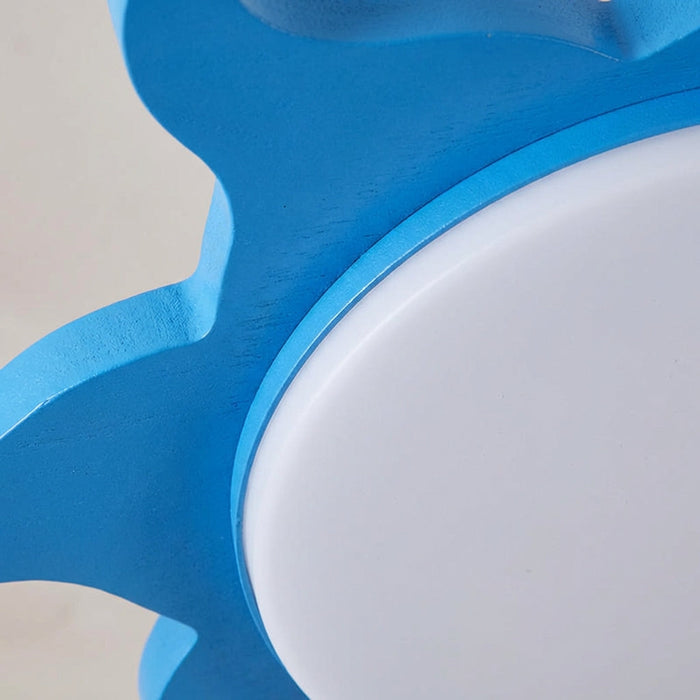 Lampa sufitowa LED z regulowanymi trybami światła, wykonana z drewna i akrylu, w kształcie 3