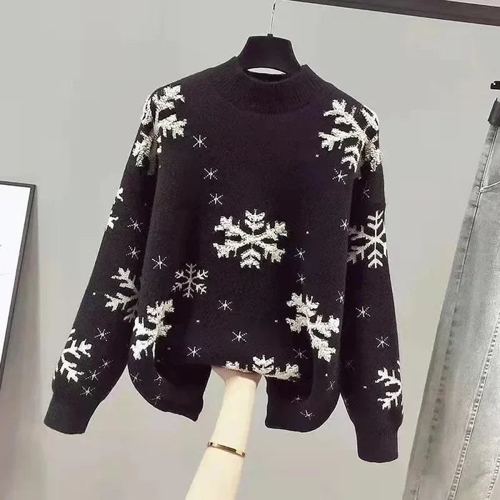 Sweter damski dip-dye z okrągłym dekoltem i luźnym krojem, wykonany z elastycznej dz 0
