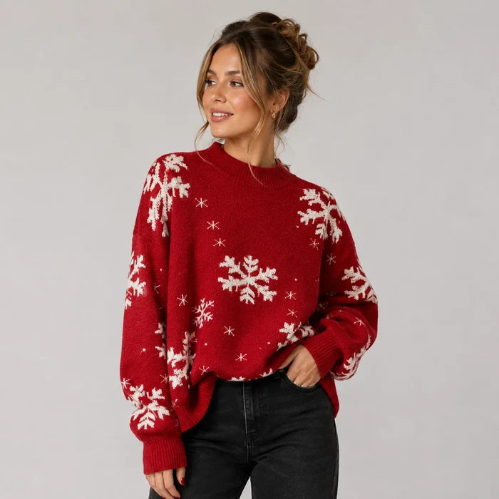 Sweter damski dip-dye z okrągłym dekoltem i luźnym krojem, wykonany z elastycznej dz 2