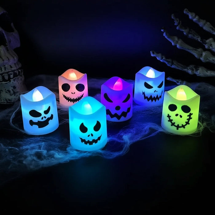 Świeczki LED na baterie, zestaw 6 sztuk, zmieniające kolor, idealne dekoracje na Halloween, twor 1