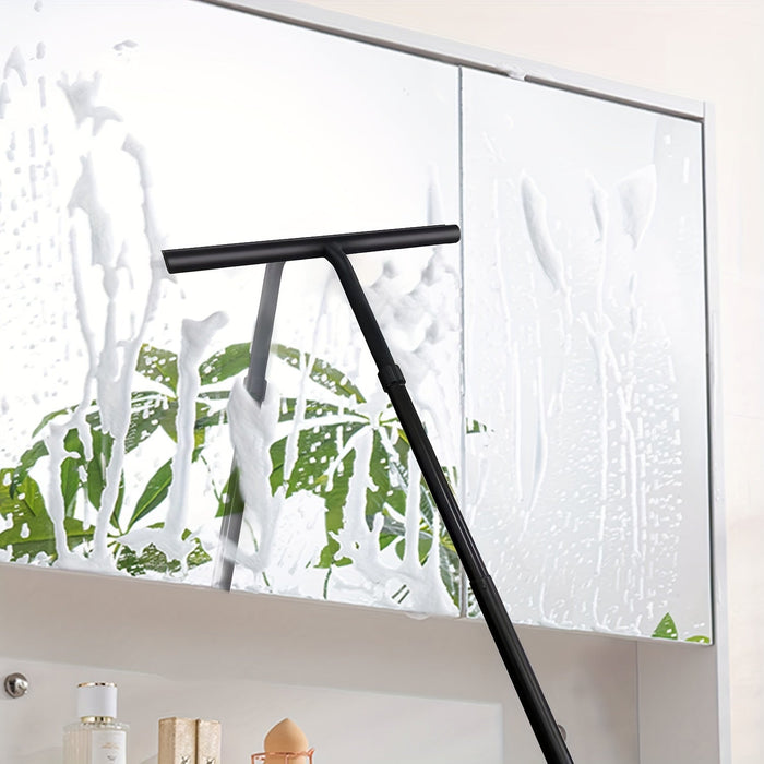 Teleskopowa ściągaczka prysznicowa z ergonomicznym uchwytem – czarna, regulowana długość 40-120 cm 0