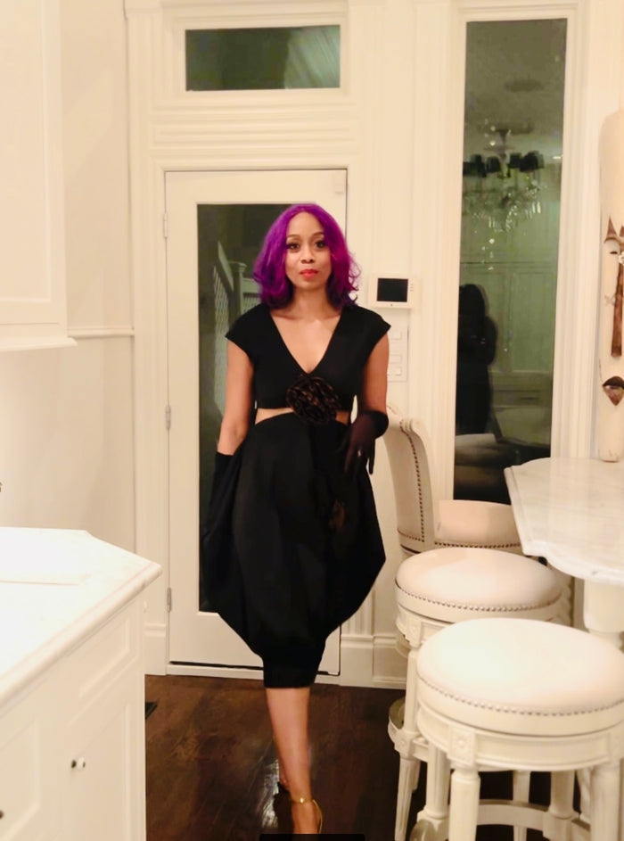 The Obsidian LiBBi Tulip Dress With Cutout & Așoóke Detail