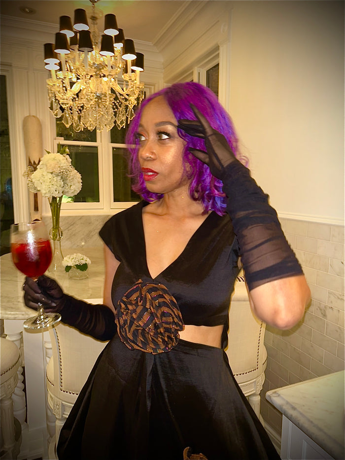 The Obsidian LiBBi Tulip Dress With Cutout & Așoóke Detail