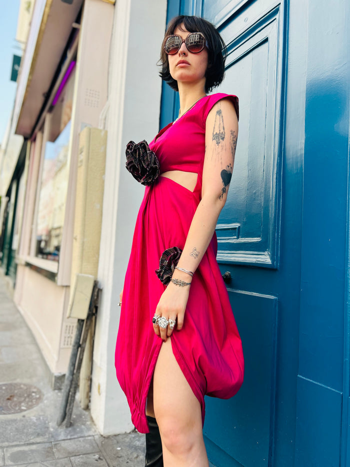 The Ruby Pink LiBBi Tulip Dress With Cutout & Așoóke Detail