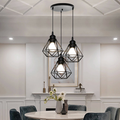 Three-Light Pendant with Adjustable Height – Retro-Industrial Style in Iron and Metal for the Living Room