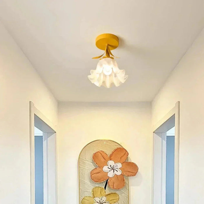 Lampa Sufitowa Tiffany Mini Flower z Kwiatowym Wzorem – Elegancka Lampa do Salonu i Sypialni, Żelazo i Szkło, E27 1