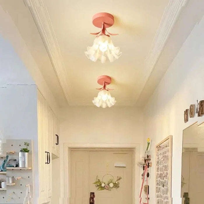 Lampa Sufitowa Tiffany Mini Flower z Kwiatowym Wzorem – Elegancka Lampa do Salonu i Sypialni, Żelazo i Szkło, E27 2