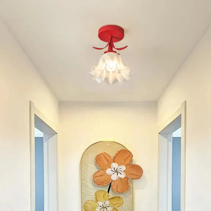 Lampa Sufitowa Tiffany Mini Flower z Kwiatowym Wzorem – Elegancka Lampa do Salonu i Sypialni, Żelazo i Szkło, E27 3