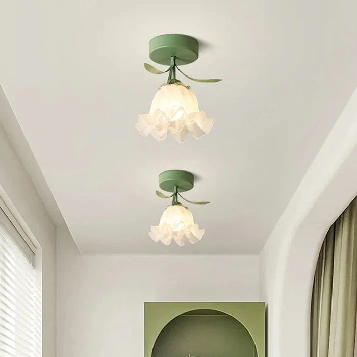 Lampa Sufitowa Tiffany Mini Flower z Kwiatowym Wzorem – Elegancka Lampa do Salonu i Sypialni, Żelazo i Szkło, E27 4