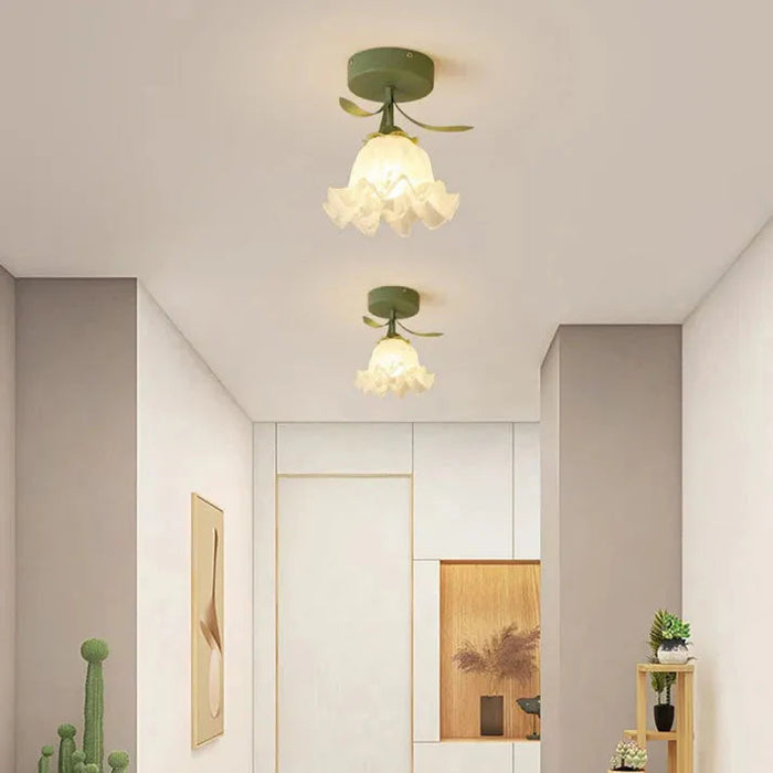 Lampa Sufitowa Tiffany Mini Flower z Kwiatowym Wzorem – Elegancka Lampa do Salonu i Sypialni, Żelazo i Szkło, E27 5