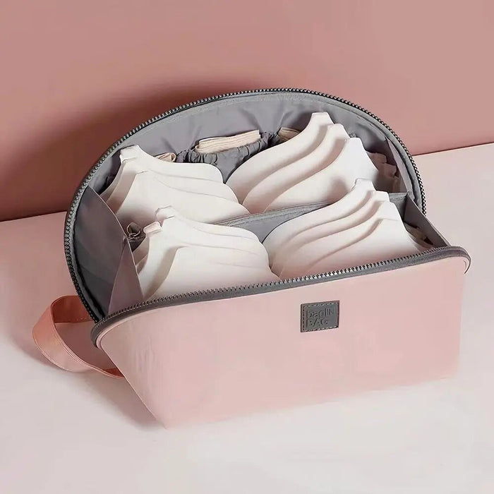 Kosmetyczka podróżna z inteligentnymi przegródkami i szerokim otworem – jasnoróżowy nylon 5