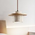 Trawertynowa Lampa Wisząca z Regulowanym Łańcuchem – Elegancka Lampa do Salonu i Jadalni, Naturalny Design 0