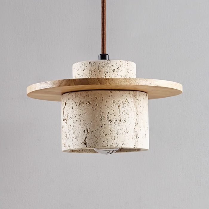 Trawertynowa Lampa Wisząca z Regulowanym Łańcuchem – Elegancka Lampa do Salonu i Jadalni, Naturalny Design 2