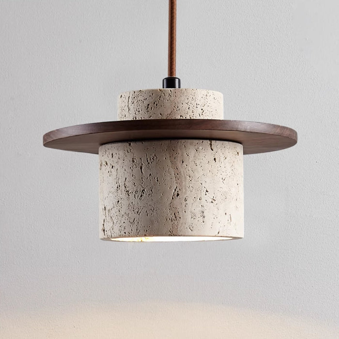 Trawertynowa Lampa Wisząca z Regulowanym Łańcuchem – Elegancka Lampa do Salonu i Jadalni, Naturalny Design 3