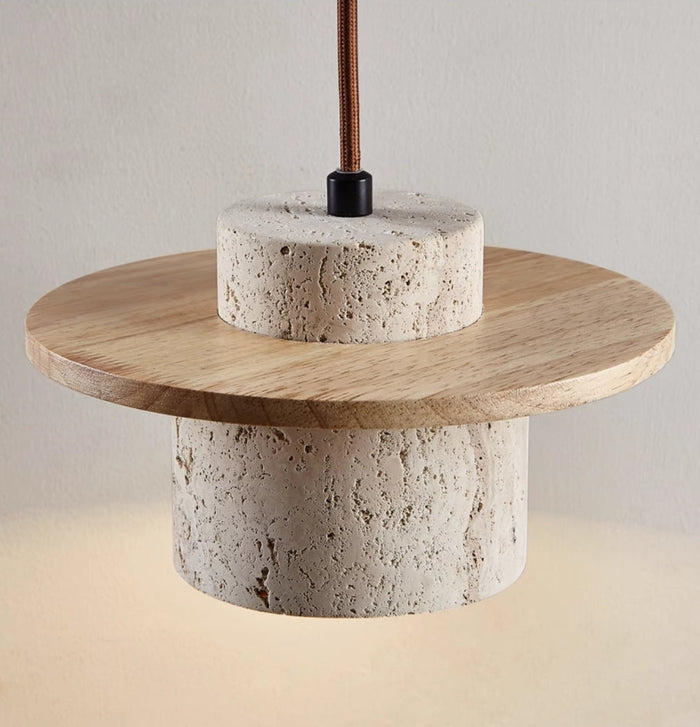 Trawertynowa Lampa Wisząca z Regulowanym Łańcuchem – Elegancka Lampa do Salonu i Jadalni, Naturalny Design 4