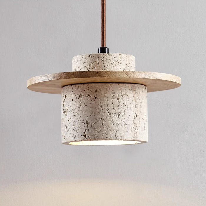 Trawertynowa Lampa Wisząca z Regulowanym Łańcuchem – Elegancka Lampa do Salonu i Jadalni, Naturalny Design 5