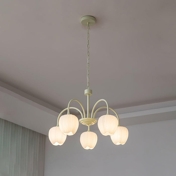 Żyrandol Tulip Matcha z Metalowymi i Szklanymi Elementami – Elegancki Żyrandol do Salonu, Sypialni i Jadalni 0