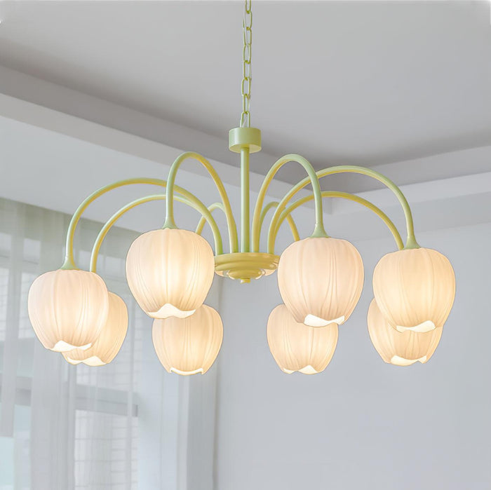 Żyrandol Tulip Matcha z Metalowymi i Szklanymi Elementami – Elegancki Żyrandol do Salonu, Sypialni i Jadalni 1