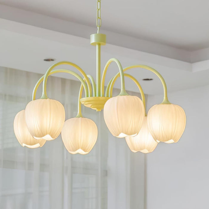 Żyrandol Tulip Matcha z Metalowymi i Szklanymi Elementami – Elegancki Żyrandol do Salonu, Sypialni i Jadalni 3