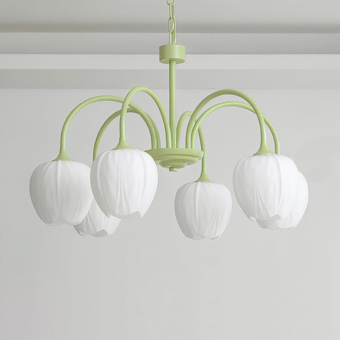Żyrandol Tulip Matcha z Metalowymi i Szklanymi Elementami – Elegancki Żyrandol do Salonu, Sypialni i Jadalni 5