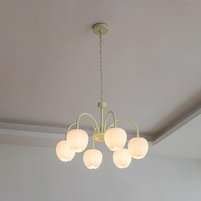 Żyrandol Tulip Matcha z Metalowymi i Szklanymi Elementami – Elegancki Żyrandol do Salonu, Sypialni i Jadalni 7