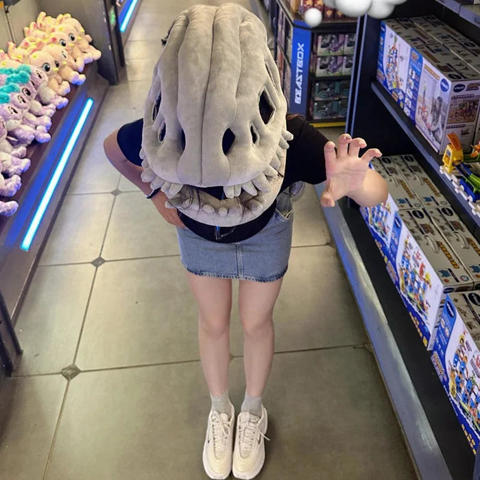 Kostium Dinozaura Szkieletu 3D Unisex z Pluszowym Nakryciem Głowy – Idealny na Halloween, Imprezy i Cosplay 0