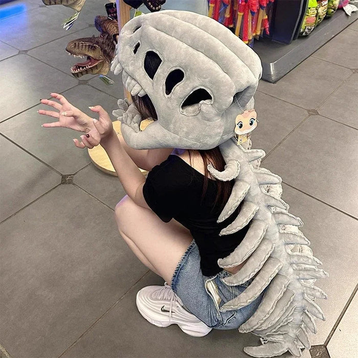 Kostium Dinozaura Szkieletu 3D Unisex z Pluszowym Nakryciem Głowy – Idealny na Halloween, Imprezy i Cosplay 3