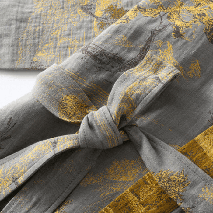 Szlafrok Damski Kimono Unisex z Gazy Bawełnianej w Stylu Retro – Wygodny, Biały, Luźny Krój, Idealny do Spa i Relaksu 3